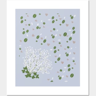 Blue baby's breath flowers Posters and Art